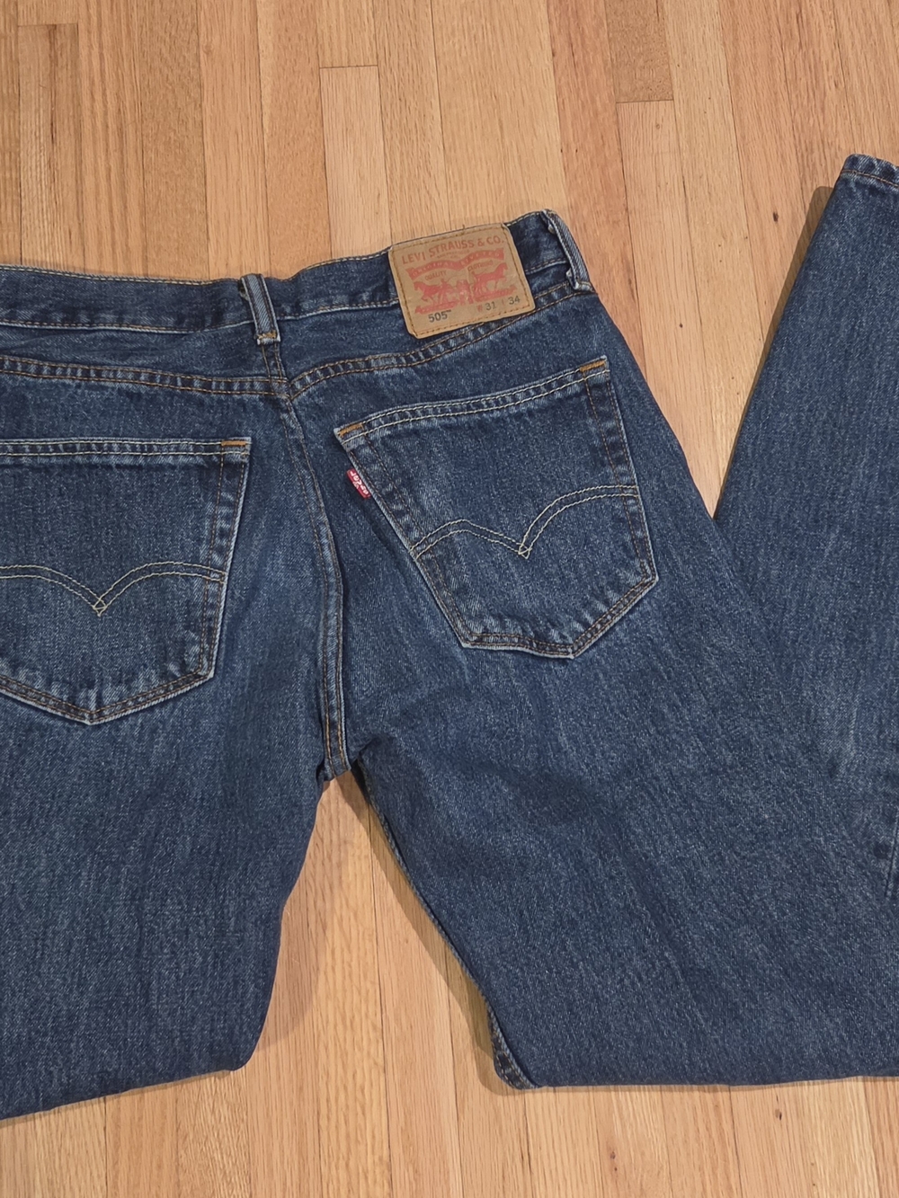 Levi's Men's Dark Blue Straight Leg Jeans 505 - 31x34